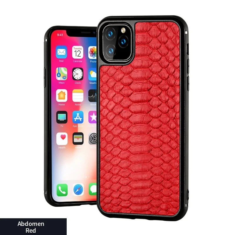 Красный Чехол под питона для iphone 11 из натуральной кожи, защитный противоударный чехол для iphone 11 pro max 8 plus, чехол - Цвет: Красный