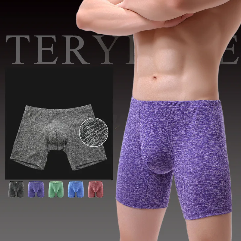 

Sexy Men Underwear Boxer Shorts Middle Leg Panties Man Solid Breathable Mid-rise U Convex Pouch Underpants Cueca calzoncillos