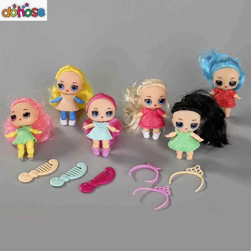 6pcs/set lovely Comb hair doll Small dolls / Baby Toys for Girl  Children