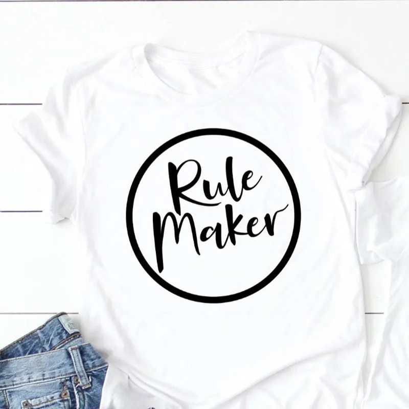 The Rule Maker and The Rule Breaker/одинаковые футболки для Отца и Сына; Семейные комплекты - Цвет: P2345A
