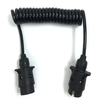 

7 Pin Plastic Trailer Plug X2 w/curly extension Cable 1.5M Male to Male 12V Trailer Lighting Board Caravan E7CA