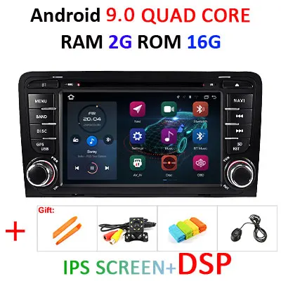 Ips DSP для Audi A3 S3 2002-2013 4G ram 64G 8 core 2 din Android 9,0 автомобильный радио мультимедиа dvd-плеер gps навигация obd2 dvr DAB - Цвет: 2G 16G IPS DSP