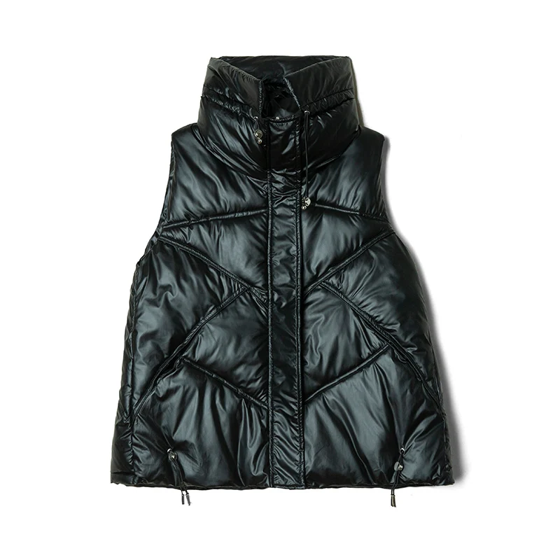 

Winter Women Sleeveless Vest Warm Down Cotton Padded Waistcoat Female Mandarin Collar Vest Jacket