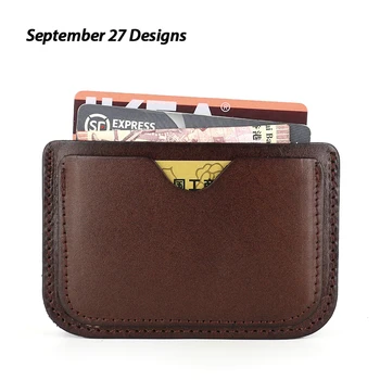 

Genuine Leather Vegetable Tanning Full-grain Leather Card Clamp Handmade WOMEN'S Card Holder Men's Business Card Bank Card Retro