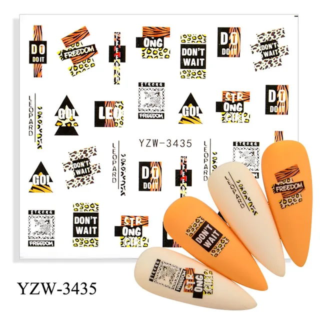 Colorful Face Flower Stickers Nail Stickers Transfer Nails Water Decal Nail Decals Leaf Sticker Series Watermark Nails Geometric YZW-3435