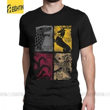 Винтажные мужские футболки с принтом "Игра престолов", сериал "Дом Старк Таргариен", хлопок, футболка Lannister для мужчин, для семьи размера плюс 5XL