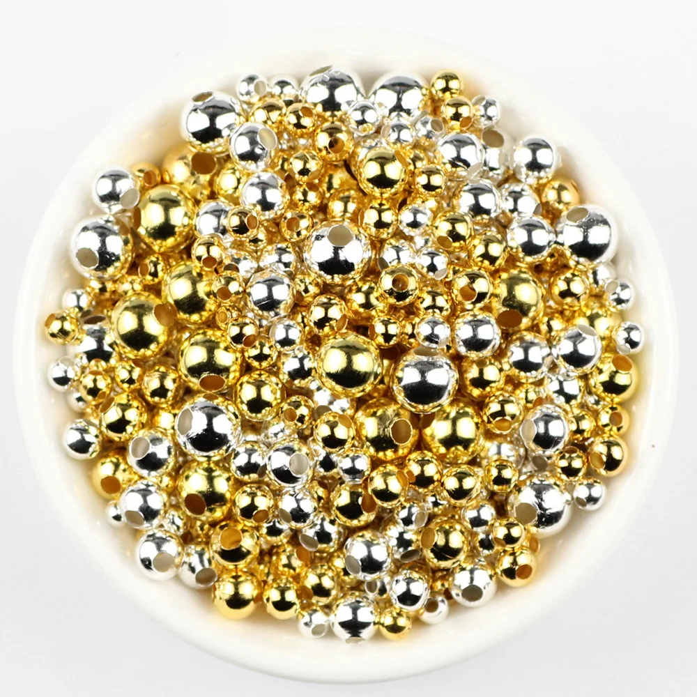 Metal Beads Fashion Gold Color Metal Round Spacers Beads Gold Gold