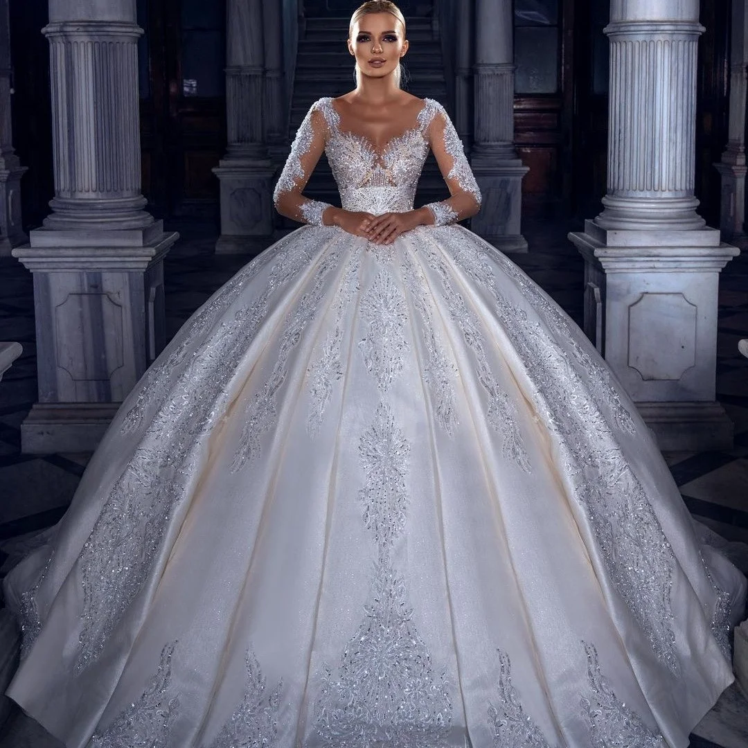 Arabic Puffy Ball Gown Vintage Wedding 
