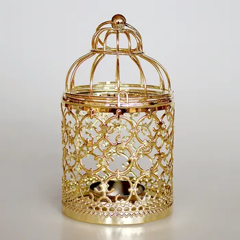 

Halloween European Gold Plated Metal Craft Birdcage Candlestick Home Decoration Wedding Props Christmas