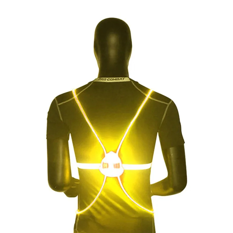 Светоотражающий Жилет для верховой езды с высокой видимостью, безопасная ткань, вспышка для вождения в ночное время, велосипедный светильник, велосипедный жилет для бега - Цвет: Цвет: желтый