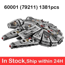 Star Plan Wars Millennium 60001 Figures Wars Model Building Blocks Harmless Bricks Enlighten Compatible Toy Falcon 1381pcs 79211