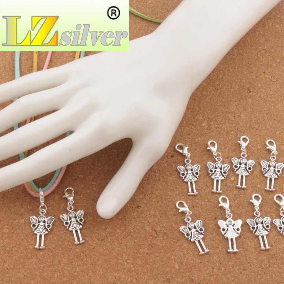 Leaf Wing Heart Angel Forest Girl Lobster Claw Clasp Charm Beads 39x14.8mm 100pcs Zinc Alloy Jewelry DIY C1150