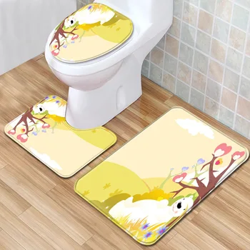 

Printed Animal Bathroom Mat 3pcs Set Soft Bath Carpet Flannel Bathroom Shower Room Floor Mats Toilet Rug Home Entrance Floor Pad