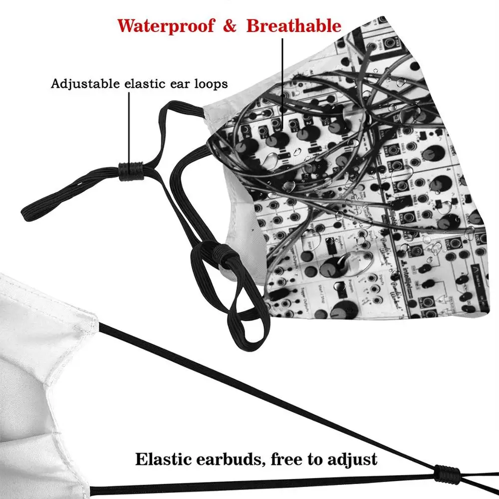 Mask Analog Synthesizer Modular System - Black And White Illustration Synthesizer Modular Analog System Studio Equipment