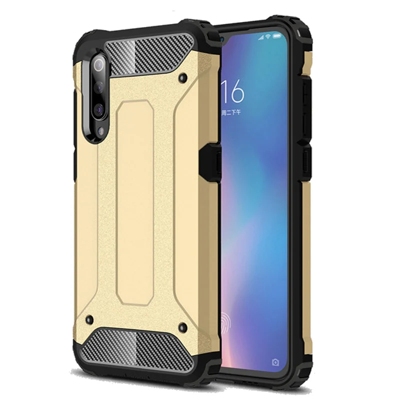 Gold Armor Case Роскошный Силиконовый противоударный чехол на ксиоми-ми-9 чехол для телефона Xiaomi Mi 9 чехол Mi 9 SE Case, брони Резиновый защитный чехол на Xiomi Mi 9SE 9T Mi 9 бампер чехлы для сяоми ми 9т про ми 9 се чехол - Цвет: Gold Armor Case