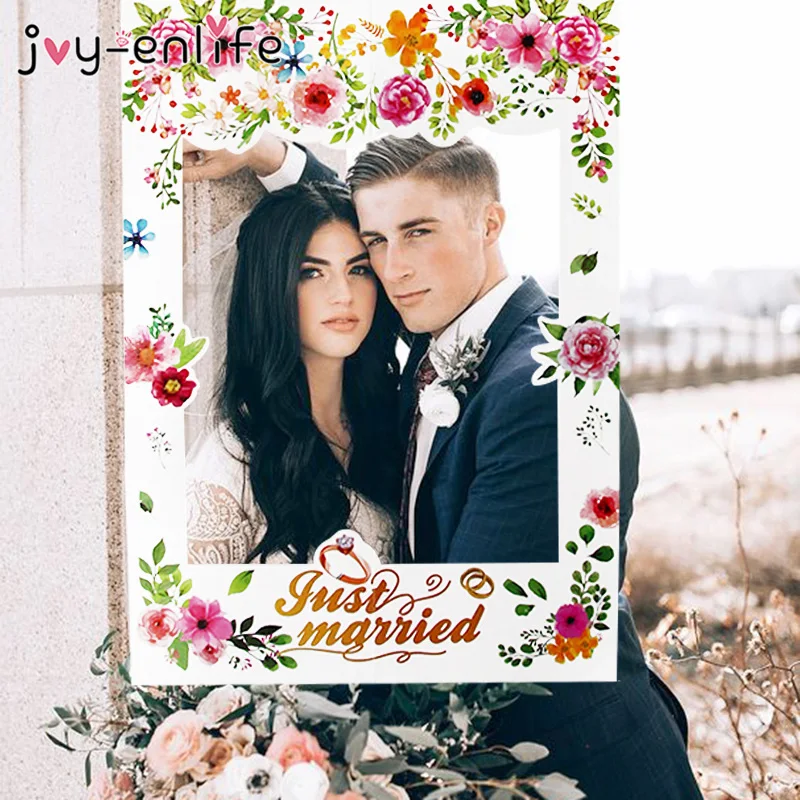 

Just Married Photo Booth Frame Props Wedding Decoration Bridal Shower Mr Mrs Photobooth Props Hen Party Bride Groom Favors