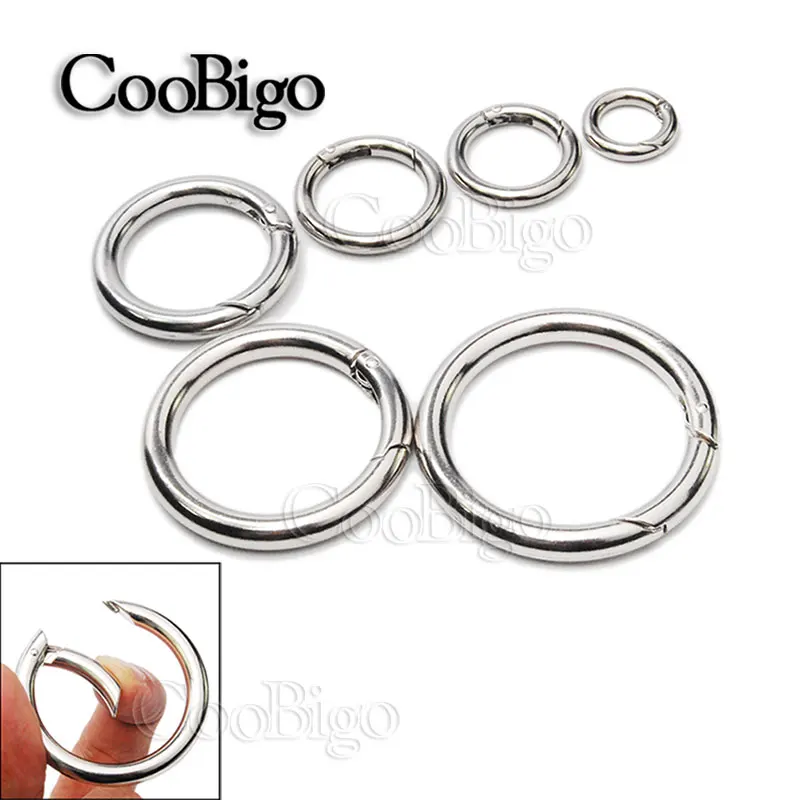 

4pcs Metal Spring Gate O Ring Openable Keyring Leather Bag Belt Strap Buckle Dog Chain Snap Clasp Clip Trigger Accessories