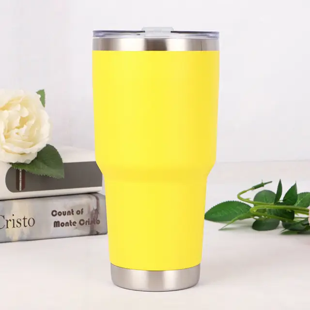 30oZ 1000ml Tumbler Vacuum Double Wall Insulation Travel Coffee Mug Insulated Stainless Steel Thermal Cup Water Bottle Yellow