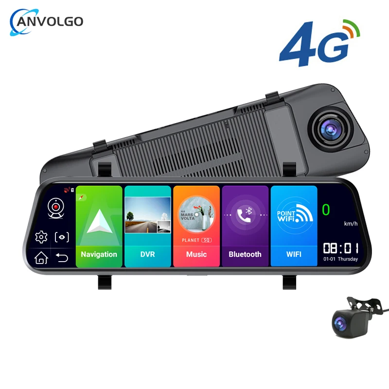 

4G Dash Cam 10 Inch Touch Screen Dual Lens Car Rearview Mirror DVR Android 8.1 ADAS GPS Navigator Rear View Camera Auto Recorder