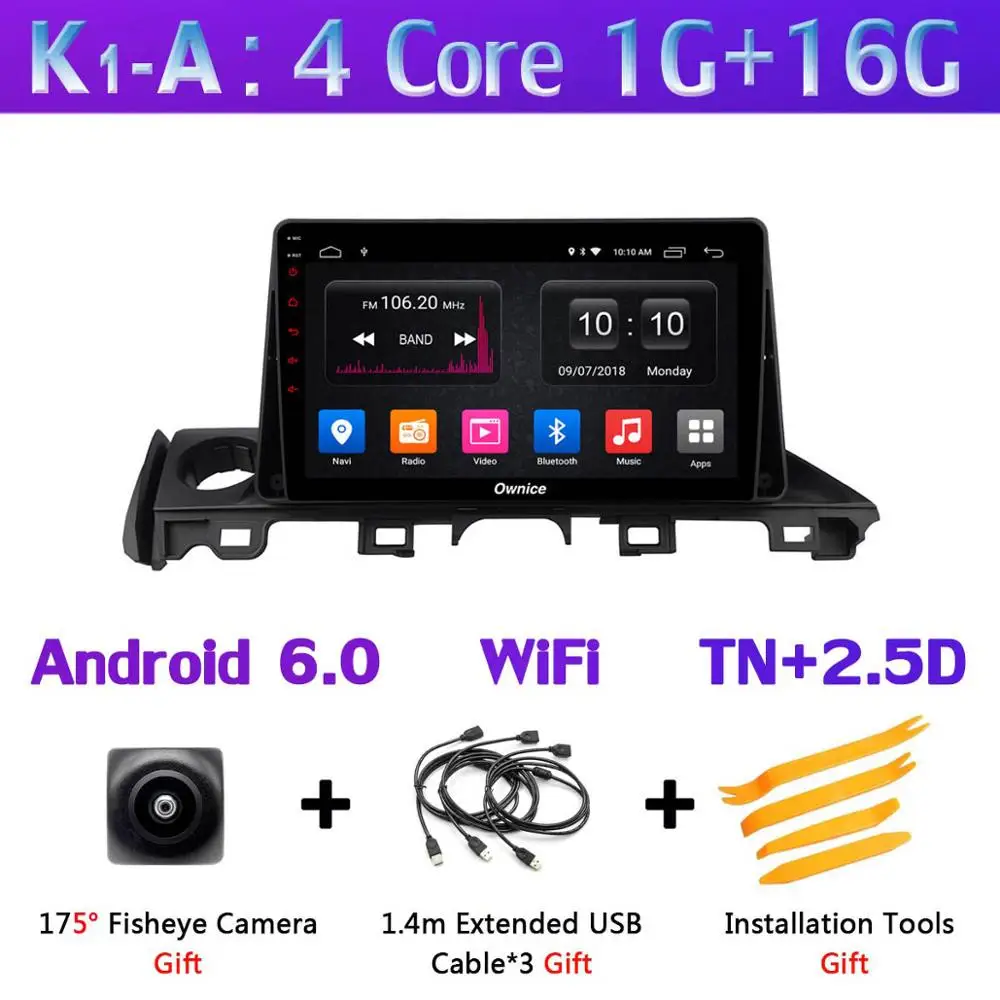 K1-A 1 din 360° Panoramic Android 9.0 4G+64G Car DVD Multimedia For Mazda 6 Atenza Mazda6 GPS Radio SPDIF DSP CarPlay - Цвет: K1-A