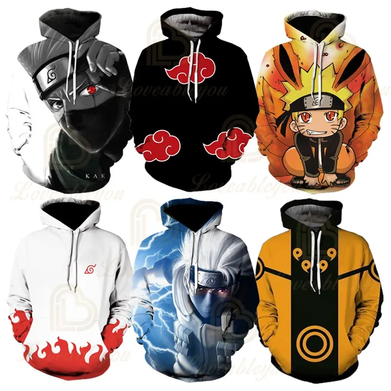 

New Arrival Harajuku Anime Hoodies Naruto Atake Kakashi 3D Printing Pullover Sweatshirt Hip Hop Long Sleeve Japanese Streetwear