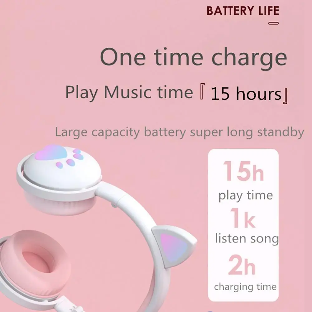 New LED Cat Ear Noise Cancelling Foldable Headphones Bluetooth 5 0 Young People Kids Headset With 3 5mm Plug With Mic