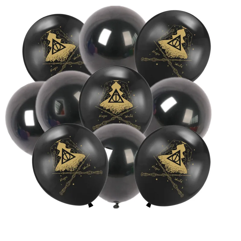 10pcs 12inch Magic Gold Black Latex Balloon Birthday Baby Shower Party Decor Harrys Potters Party Kids Toys Gifts Globos