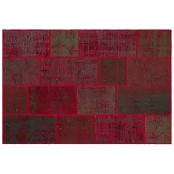 

Handmade Red Vintage Overdyed Patchwork Area Rug 120x180 Cm-3'11''X5'11''