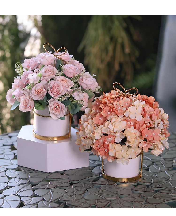 

European Style artificial flower Pot set vase table setting decoration indoor artificial potted home decoration fake flowe