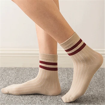 

Fashion Men Socks Black gray Color Style Simple Striped Sports Socks Medium Length Casual Socks