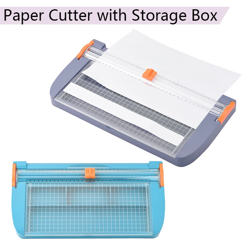 

Plastic Base Paper Cutter Photo Trimmers for A4 with Storage Box Blade Sliding Knife Cutting Mat Machine Scrapbook Accessories