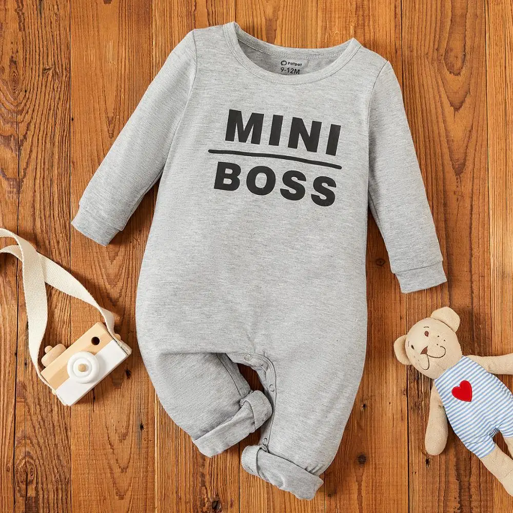 

PatPat 2020 New Spring and Summer Autumn Baby Letter MINI BOSS Jumpsuit for Baby Boy