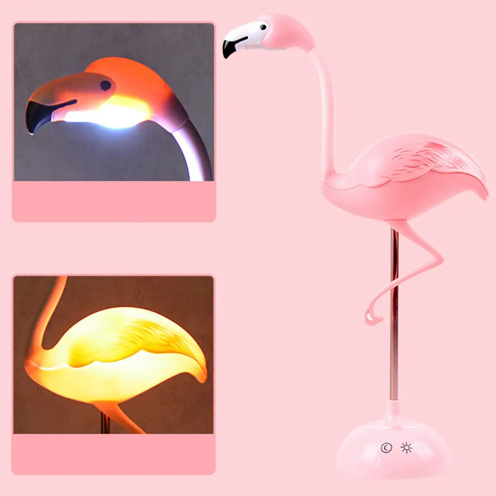 

Pink Flamingo Touch Sensor Switch USB Charge LED Desk Table Night Reading Lamp Light Rechargeable Birthday Gifts Bedroom Decor