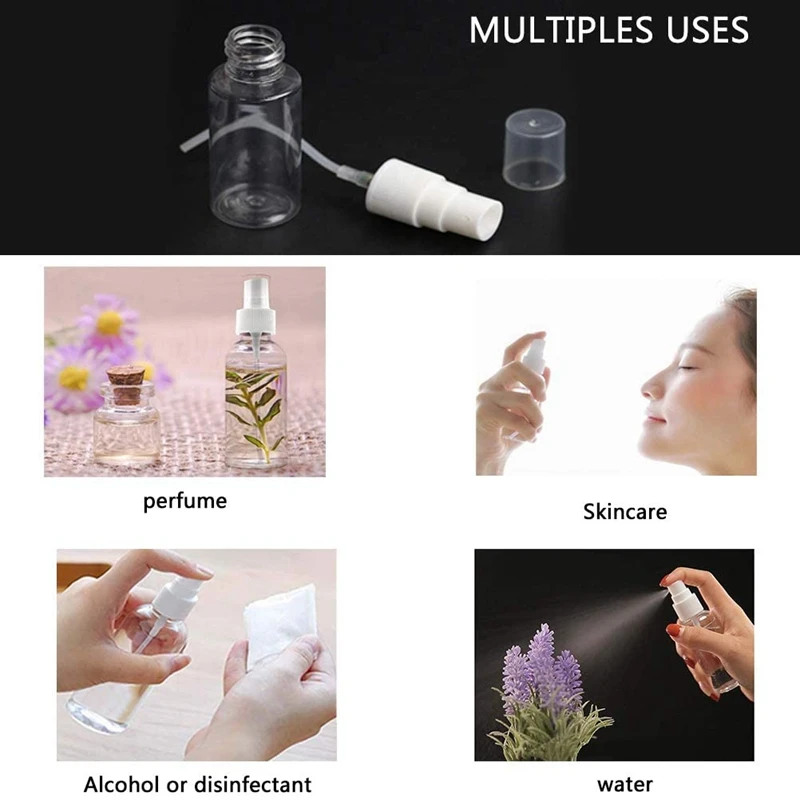 36Pcs 30Ml/1Oz Mini Fine Mist Spray Bottles Portable Refillable Small Empty Clear Plastic Travel Perfume Cosmetics Containers