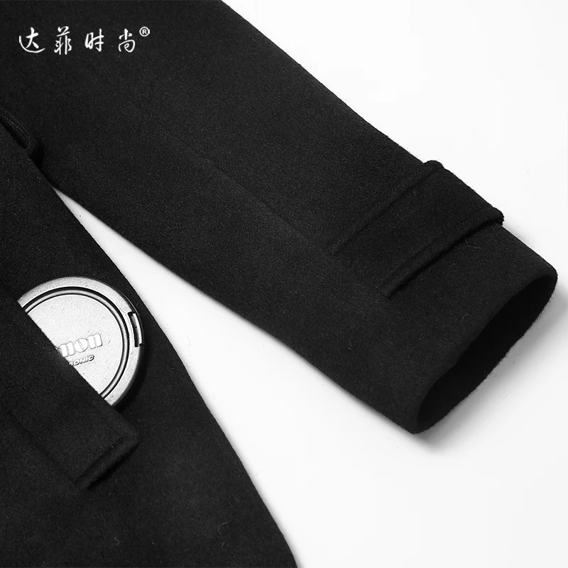 Женская Элегантная черная офисная куртка новое зимнее шерстяное пальто средней длины женское повседневное Abrigo Mujer с поясом