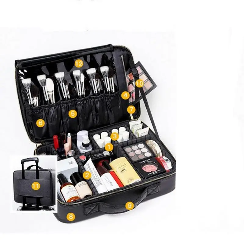 Billige 2020 mode Frauen Make Up Organizer Große Kapazität Multilayer Schindel Kosmetik Tasche Fall Schönheit Salon Tattoos Nail art Werkzeug Bin