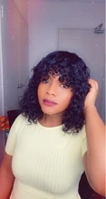 Sin Costuras de la onda de agua peluca peruano pelucas de cabello humano con flequillo completo máquina peluca para las mujeres negras 8-24 pulgadas envío rápido