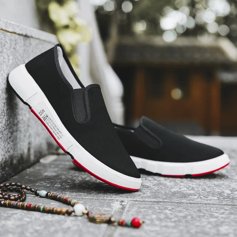

2019 Summer New Style Flat Cotton Cloth Shoes with Low-Cut Black Background White Background Casual Shoes 39-44 Phase Cover Clot