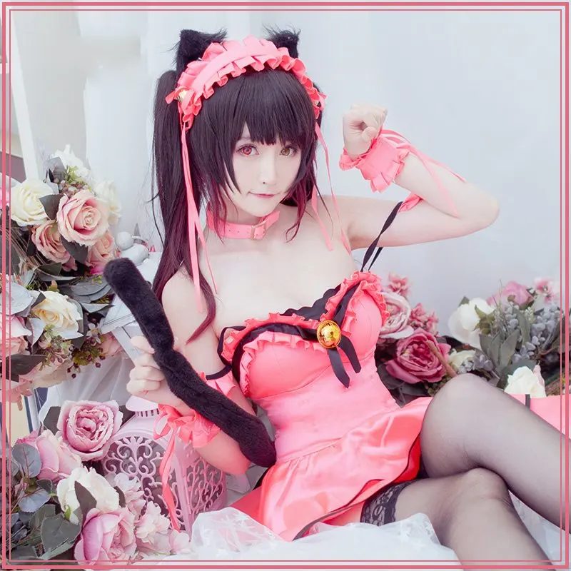 

Cosplay Costume DATE A LIVE Tokisaki Kurumi Nightmare Cat Dress Uniform Game Anime Halloween Costumes for Women