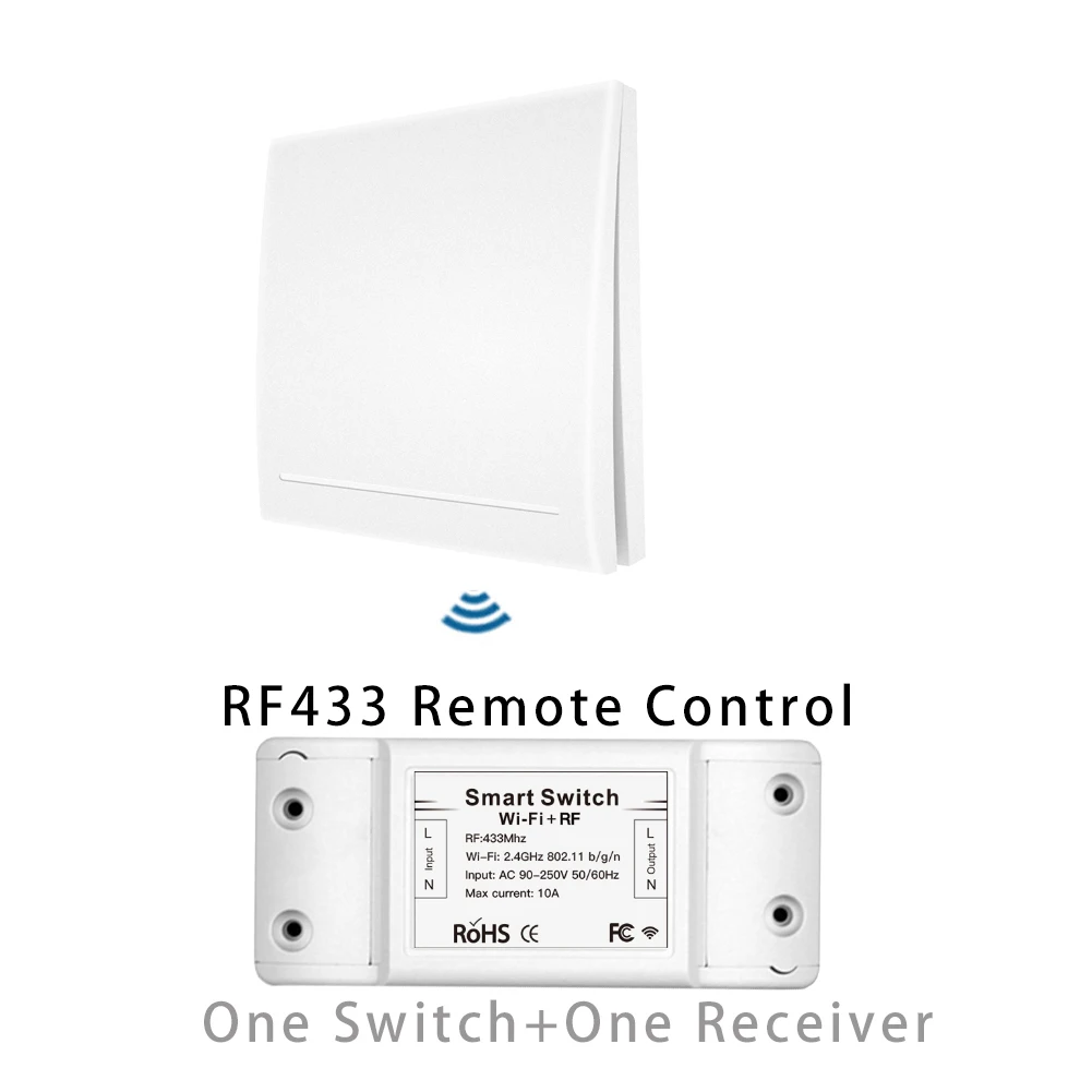 White Kit 1 RF433Mhz+ Wifi беспроводной пульт дистанционного управления смарт-переключатель, настенный панельный передатчик, приложение Smart Life/Tuya, работает с Alexa Google Home - Цвет: White Kit 1