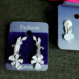 earring clip 10 стилей, элегантная форма в виде цветка, свадебные ювелирные изделия, кубический цирконий, кристалл, клипсы, серьги для пирсинга - Окраска металла: earring clip