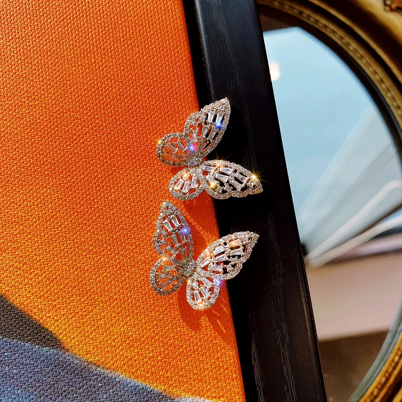 Дизайн распродажа модные ювелирные изделия премиум класса Роскошные циркониевые серьги смарт-бабочка серьги для женщин подарок