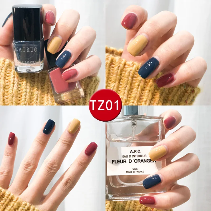 3 bottles TZ-1 Nusx 3 бутылки/набор Одноцветный лак для ногтей серия лак Быстросохнущий экологически чистый лак для ногтей 3 цвета 6 мл PO005 - Цвет: 3 bottles TZ-1