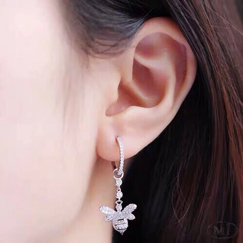 Женские асимметричные серьги каффы из серебра 925 пробы с фианитом|silver stud