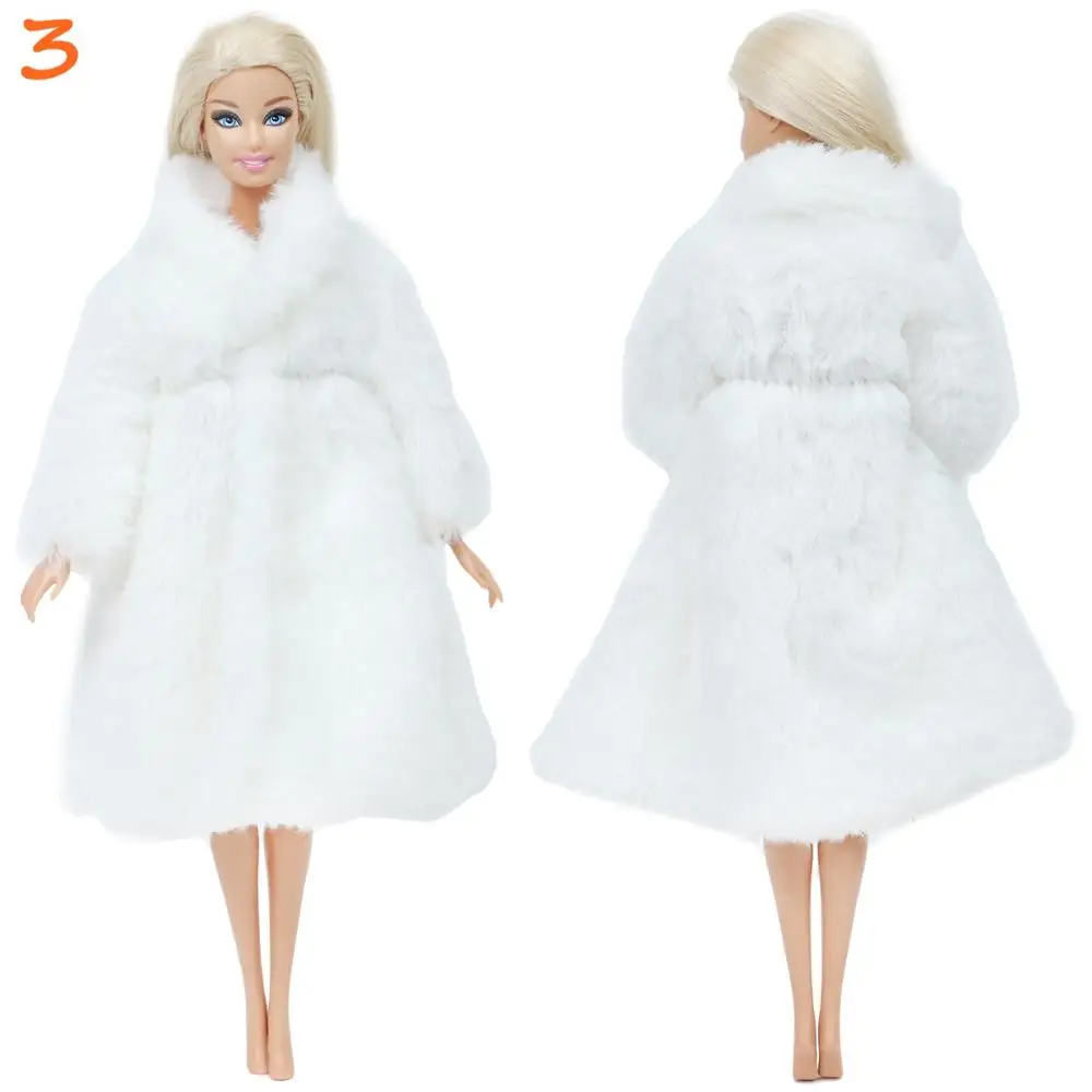1 комплект, смешанный стиль, меховое пальто с длинными рукавами банный халат, аксессуары для кукольного домика, топы, платье повседневная одежда, Одежда для куклы Барби, детские игрушки - Цвет: 3