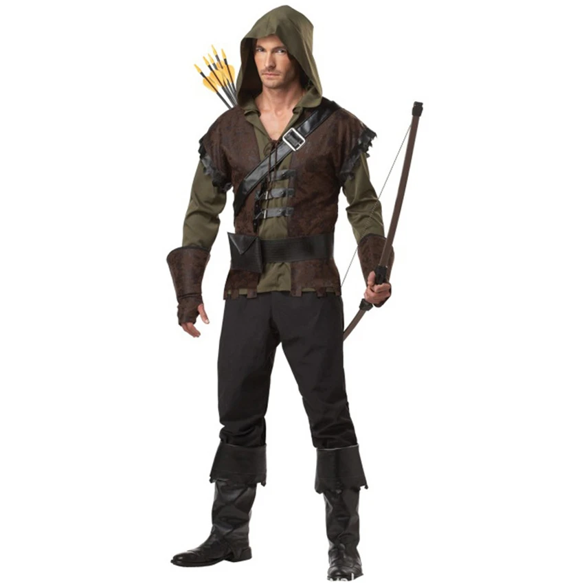 

Medieval Costume Men Cosplay Archer Knight Halloween Costume Carnival Party Vintage Hoodies Disguise Fancy Clothing Masquerade