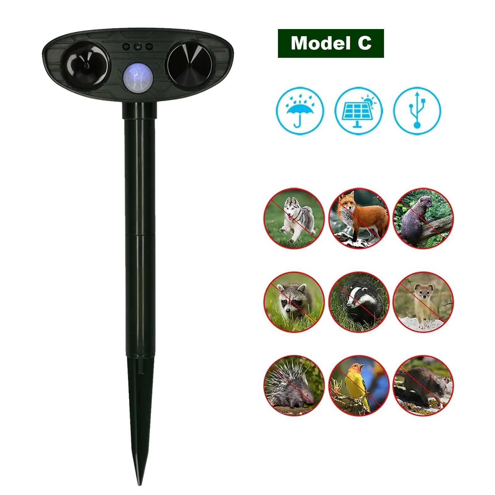 Animal Repeller Outdoor Solar Power Ultrasonic Repellent Deterrent Dog/Cat/Bird/Mice Frighten for Garden | Дом и сад