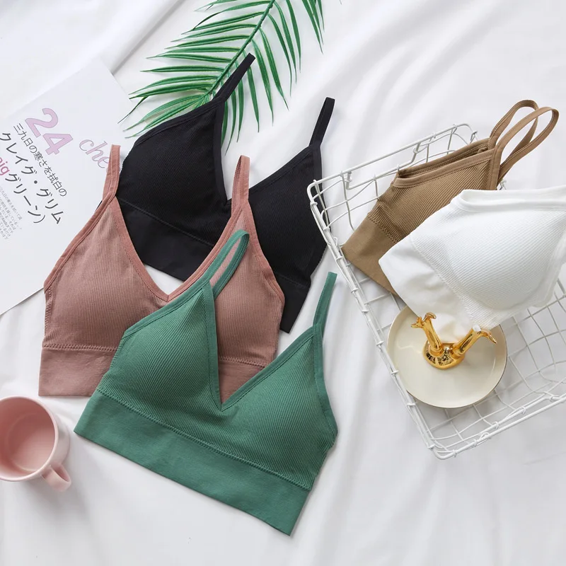 

Sexy Bras For Women Crop Top Lingerie Solid Color U-shaped Back Seamless Underwear Padded Wireless Bra Female Brassiere