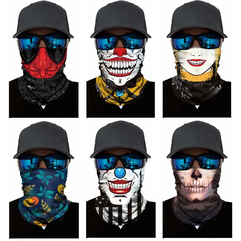 

Hallowmas Festival Skull Mask Skeleton Magic Bicycle Ski Balaclava Skull Half Face Mask Ghost Scarf Multi Use Neck Ghost Half Fa