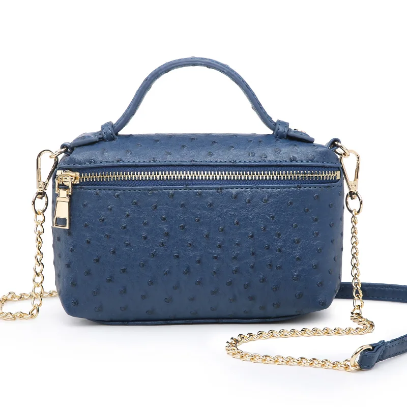 Saudi Arabia женская модная сумка из тисненой кожи питона, сумка на плечо из коровьей кожи, дизайнерская сумочка, сумочка, модная сумка - Цвет: Ostrich  Blue